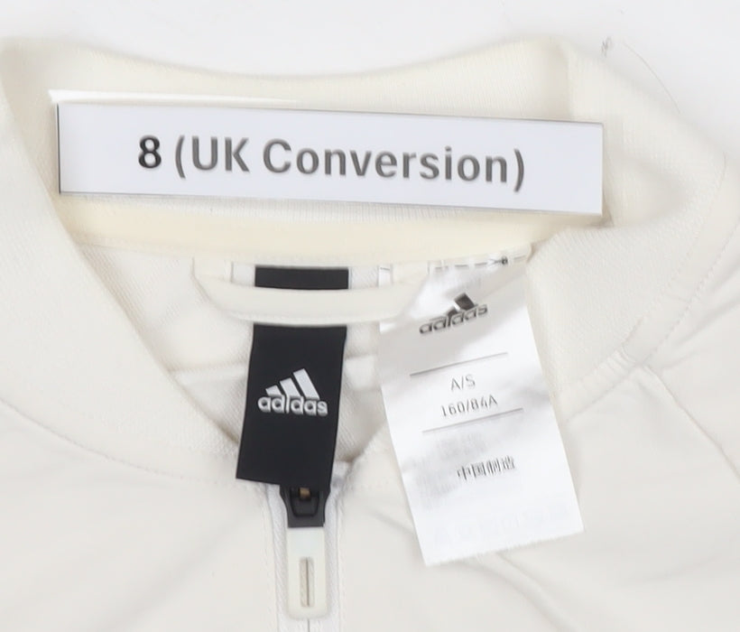 Adidas Women’s White Size 8 Track Jacket Full Zip Lightweight