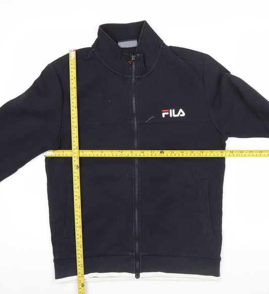Fila Womens Black Track Jacket UK 10 Slim Fit Full Zip Sportswear