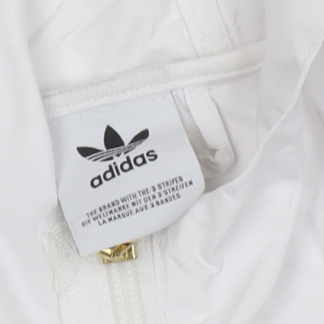 Adidas Unisex White Windbreaker Jacket Size 36 Logo Hooded