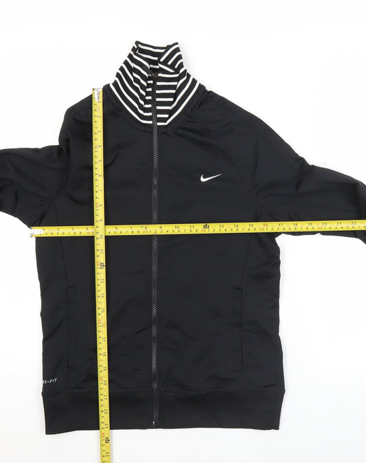 Nike Women Black Small Track Jacket Dri-Fit Full Zip Activewear