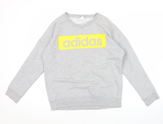 Additional front view of Adidas Women’s Grey Sweatshirt Medium Logo Crew Neck Long Sleeve