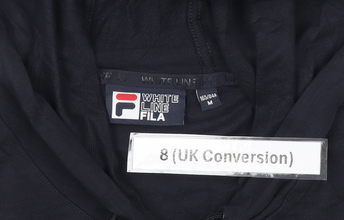 Fila Women’s Black Pullover Hoodie Size 8 Graphic Logo Hooded Sweatshirt