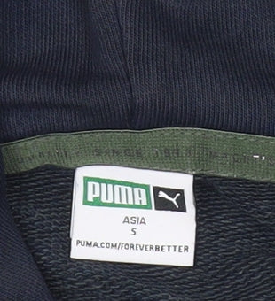 Puma Womens XS Blue Pullover Hoodie Graphic Logo Sweatshirt