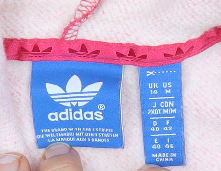 Adidas Womens Pink Pullover Hoodie Size 14 Logo Sports Sweatshirt