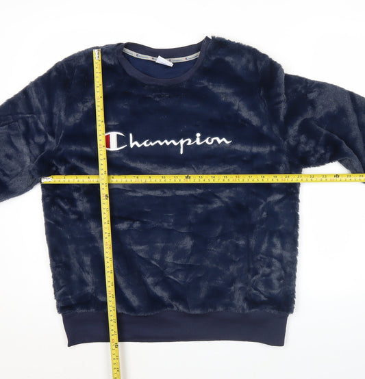 Champion Women Blue Pullover Sweatshirt Size L Fleece Logo