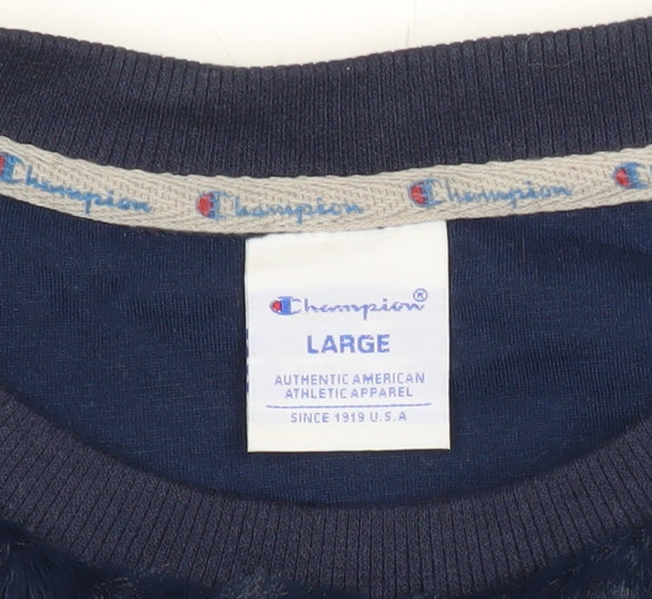 Champion Women Blue Pullover Sweatshirt Size L Fleece Logo