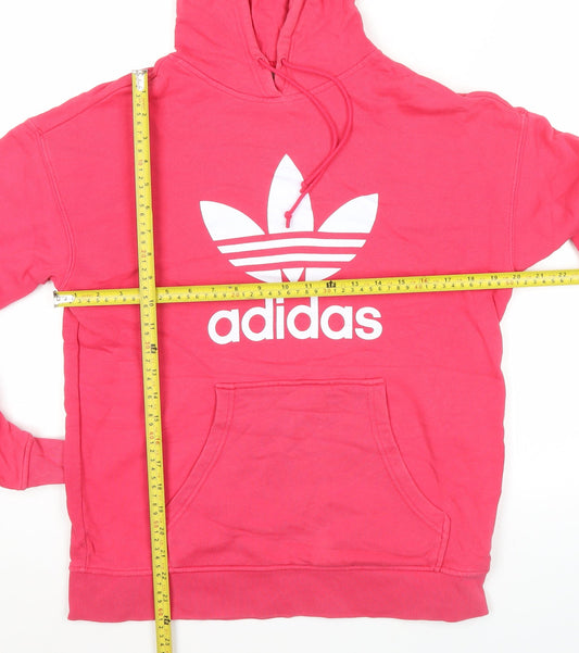 Adidas Womens Pink Pullover Hoodie Size 8 Logo Sports Casual