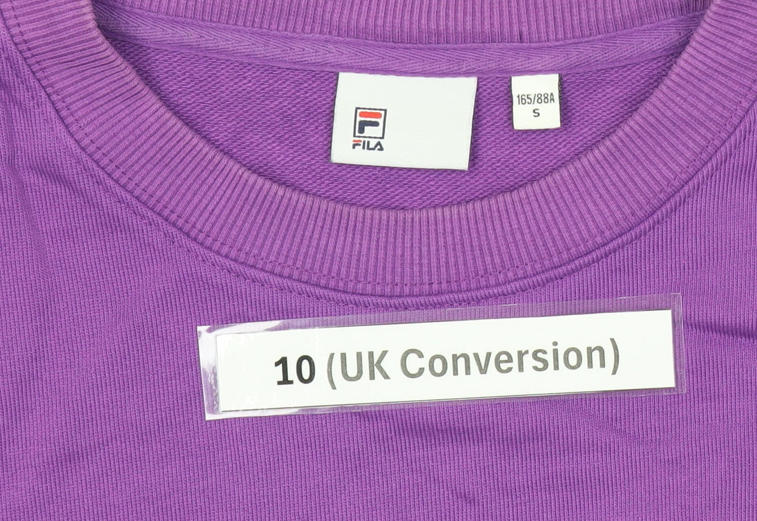 Fila Womens Purple Logo Sweatshirt Size 10 UK Crew Neck Pullover