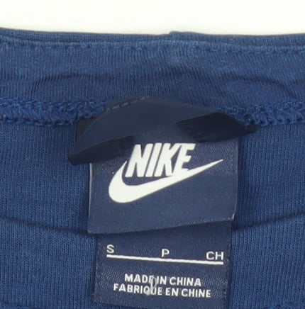 Nike Women’s Blue Pullover Sweatshirt S Logo Drawstring Activewear