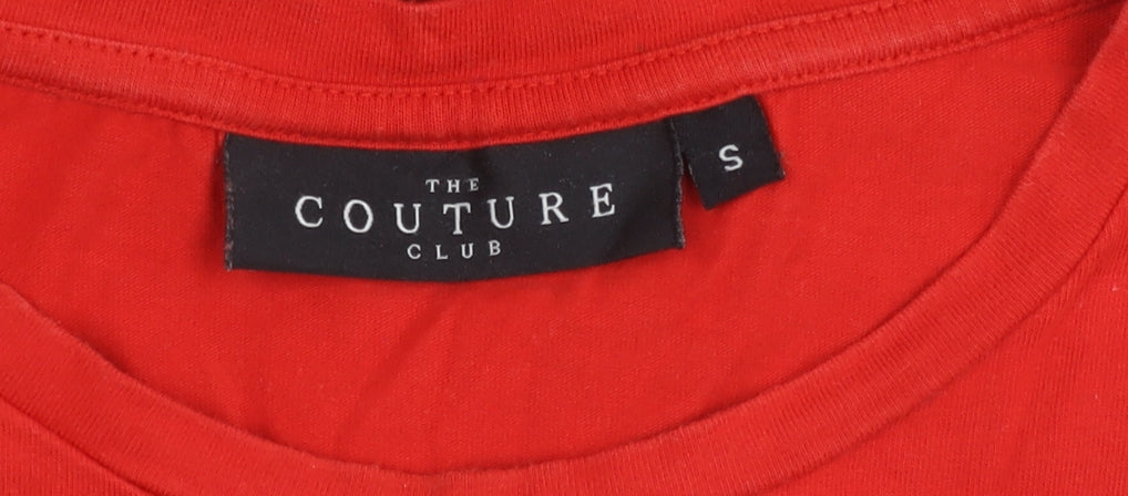 The Couture Club Men's Red Slim Fit Crew Neck T-Shirt Size S