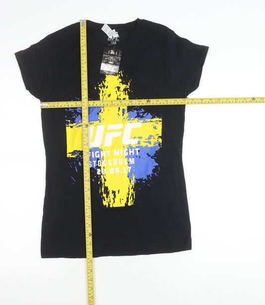 UFC Mens Black Medium Graphic Print T-Shirt Sports Crew Neck Cotton