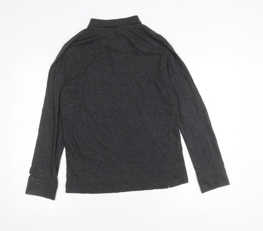 French Connection Men’s Grey Long Sleeve Cotton Polo Shirt Size S