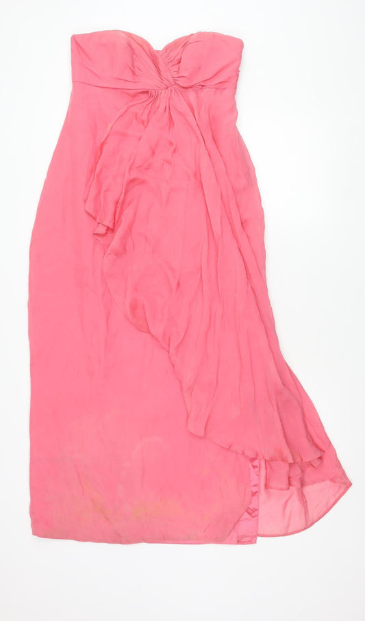 Coast Women’s Pink Silk Hi-Low Strapless Dress Size 12