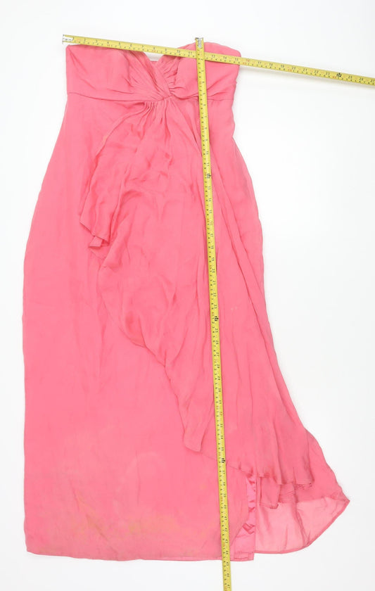 Coast Women’s Pink Silk Hi-Low Strapless Dress Size 12