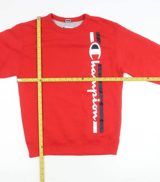 Champion Women Red Small Pullover Sweatshirt Crew Neck Logo