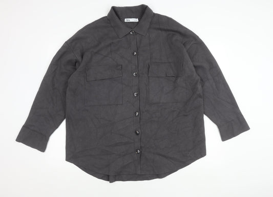 Womens UK Size L Zara Grey Basic Jacket