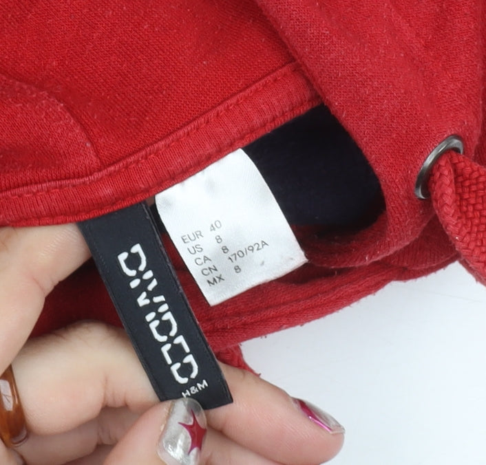 H&M Divided Women’s Red Blue Colourblock Hoodie Size 12 Pullover