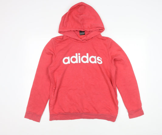 Additional front view of Adidas Women Red Pullover Hoodie L Logo Sports Casual