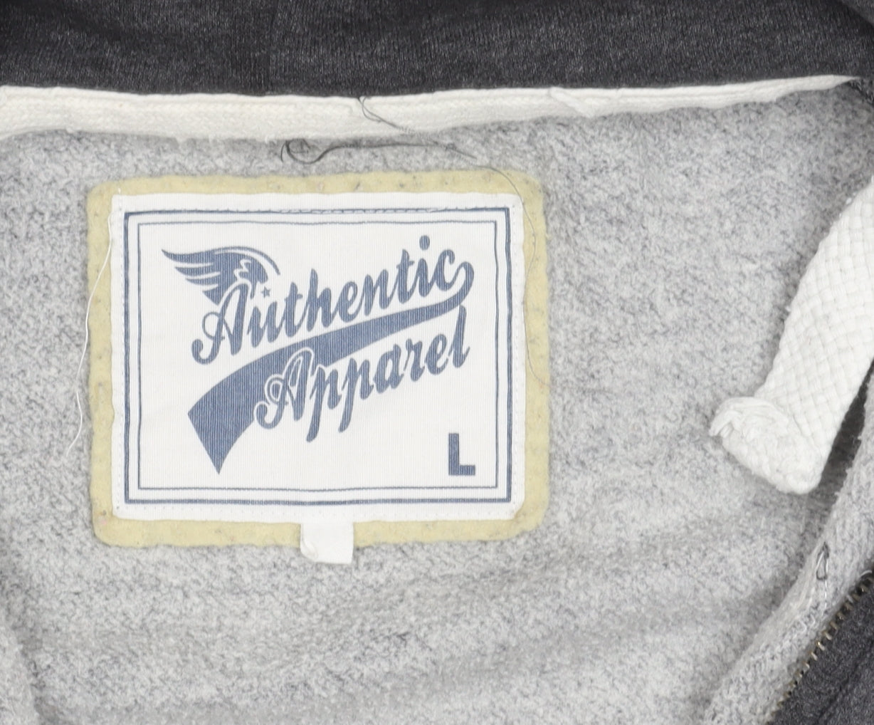 Authentic Apparel Men’s Grey L Hoodie Jacket Full Zip Sports Casual