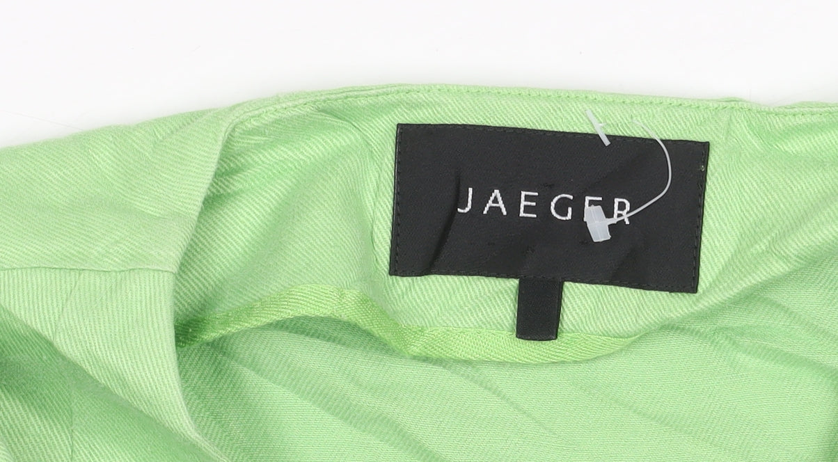 Jaeger Women’s Green Linen Suit Jacket Size 12 One Button Shawl Collar