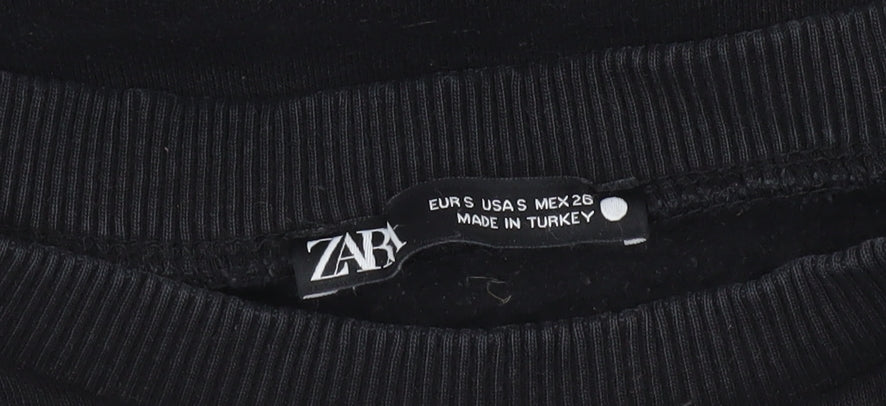 Zara Women Black Studded Pullover Sweatshirt Size S