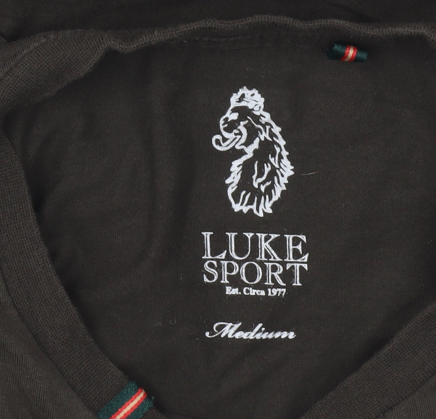 Luke Sport Men’s Brown Medium Embroidered Cotton Crew Neck T-Shirt