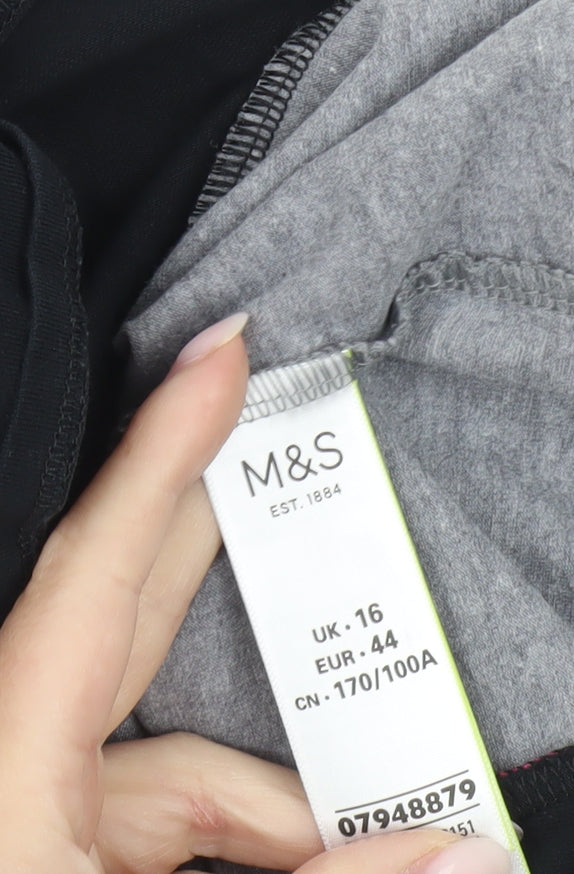 Marks and Spencer Womens Black Grey Pink Activewear T-Shirt UK 16