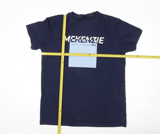 McKenzie Men’s Blue Logo Graphic T-Shirt Size L Crew Neck Cotton