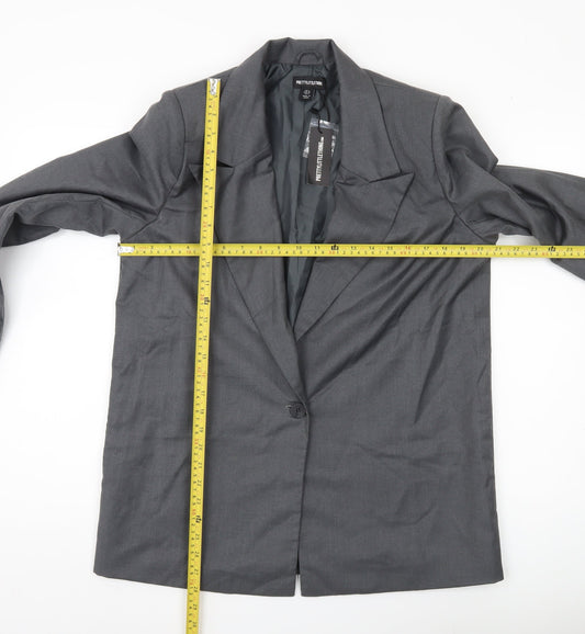 PrettyLittleThing Women's Grey Size 8 Single Breasted Blazer Jacket