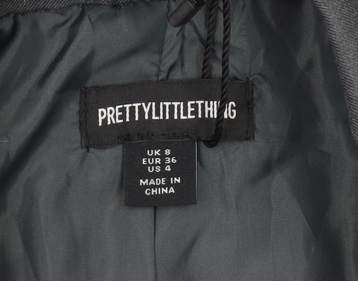 PrettyLittleThing Women's Grey Size 8 Single Breasted Blazer Jacket