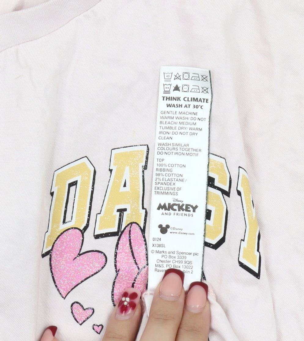 Marks and Spencer Girls Pink Daisy Duck Disney T-Shirt 12-13Y