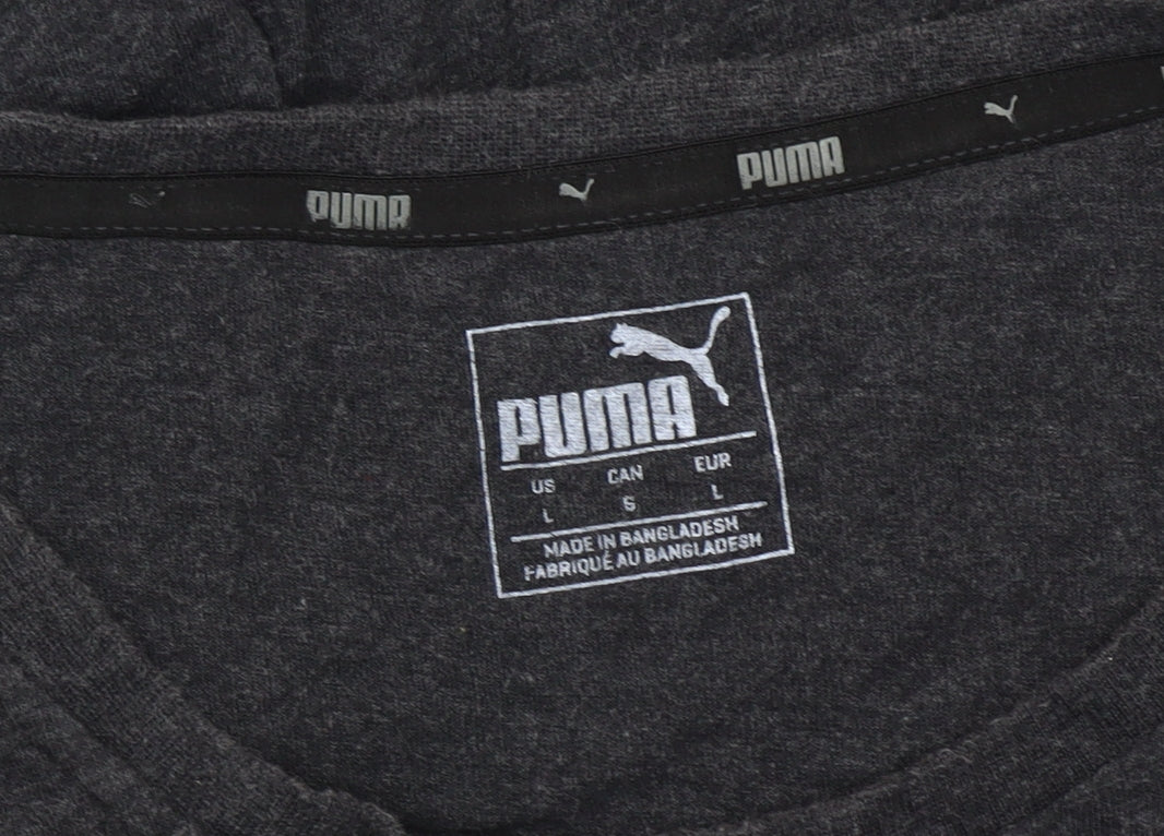 Puma Men’s Black Graphic Logo T-Shirt L Sports Casual