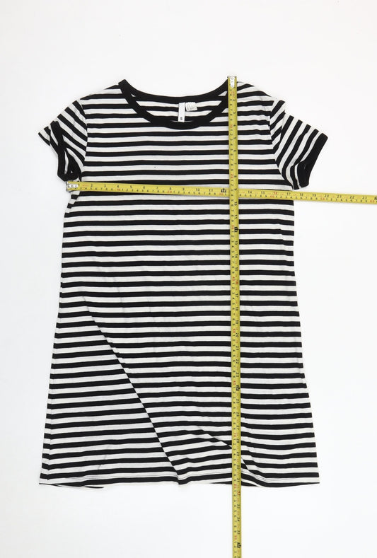Divided Women’s Black White Striped T-Shirt Dress Size 8