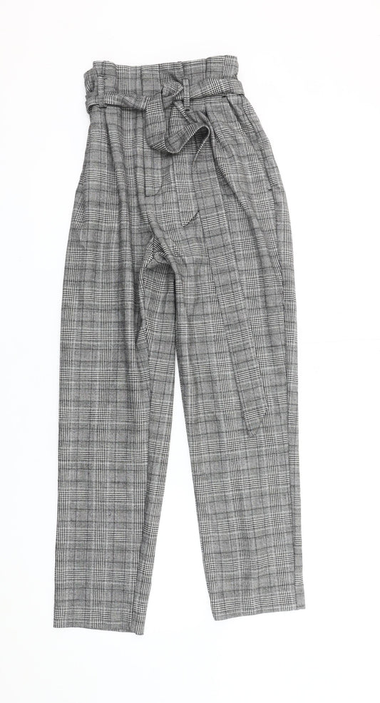 Womens UK Size 8 H&M Regular Fit Paperbag Grey Trousers