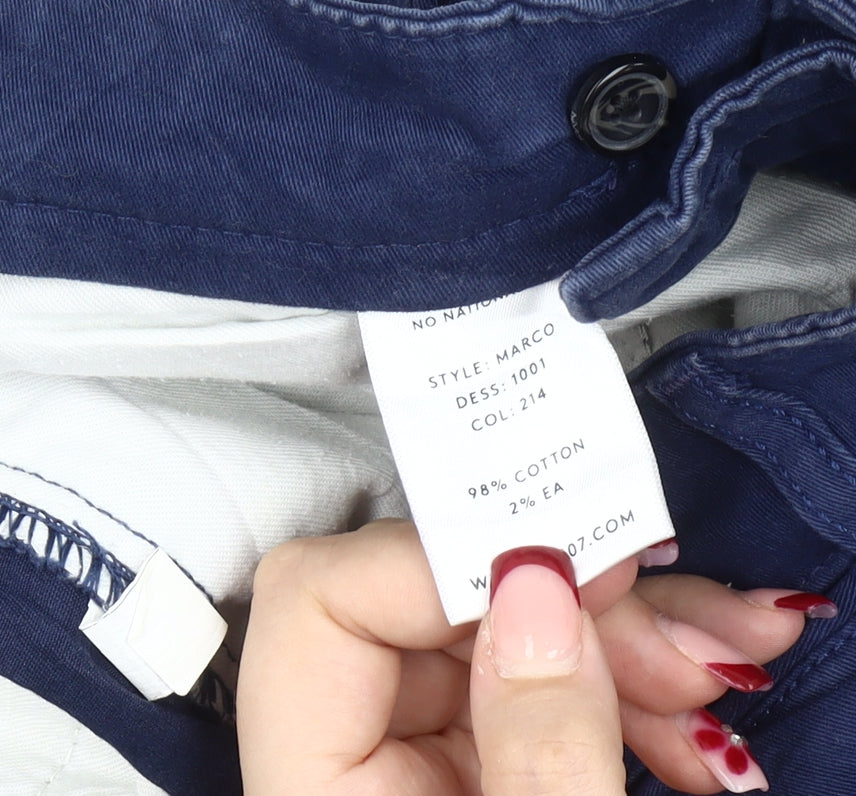 NN07 Men’s Blue Slim Fit Marco Chino Trousers Size 30W 32L Cotton