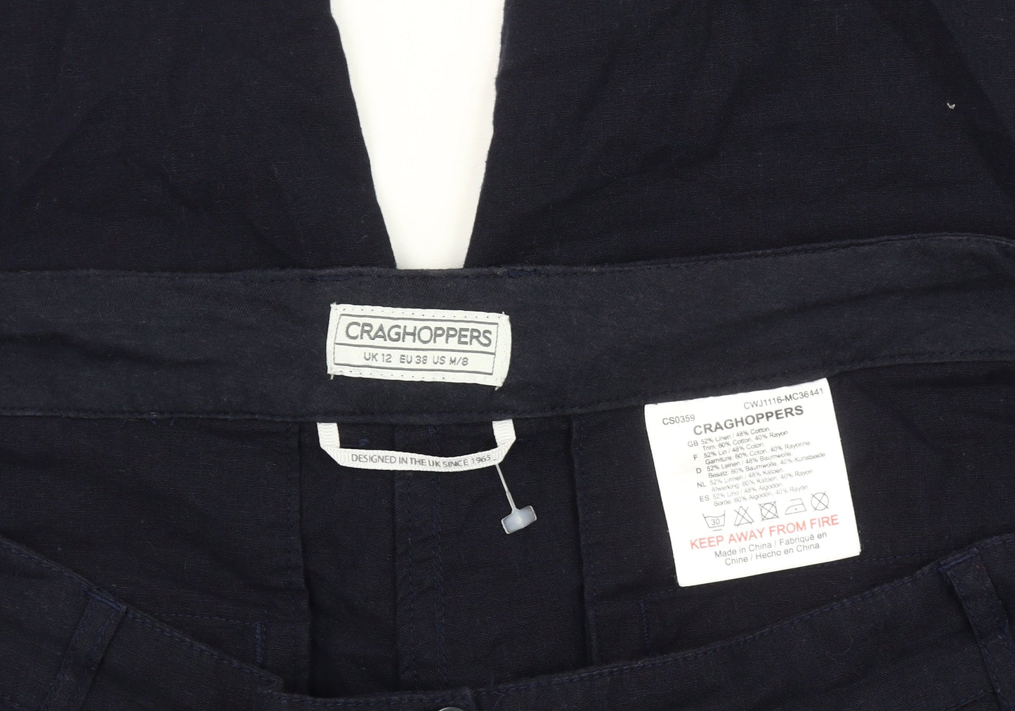 Craghoppers Womens Blue Size 12 Chino Trousers Cotton Rayon