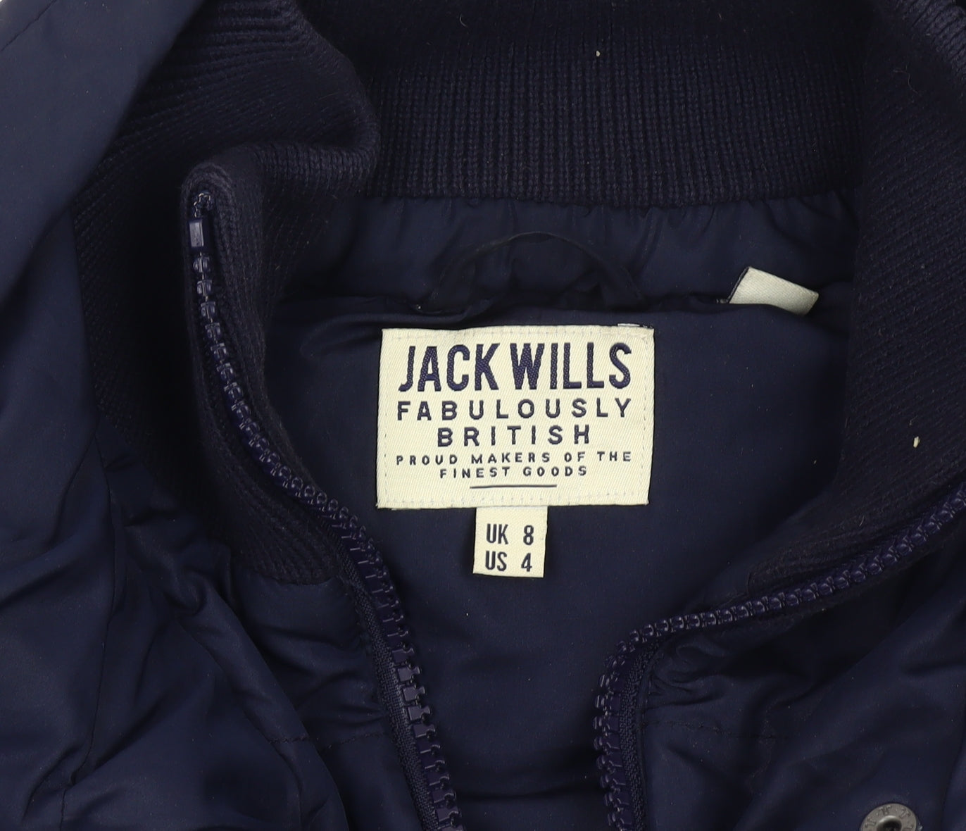 Womens UK Size 8 Jack Wills Blue Puffer Jacket