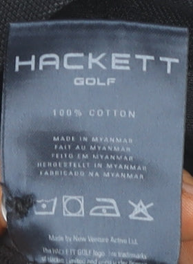 Hackett Golf Men Black Polo Shirt S Cotton Classic Logo