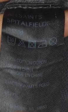 AllSaints Men’s Grey Polo Shirt XS Slim Fit Long Sleeve Cotton