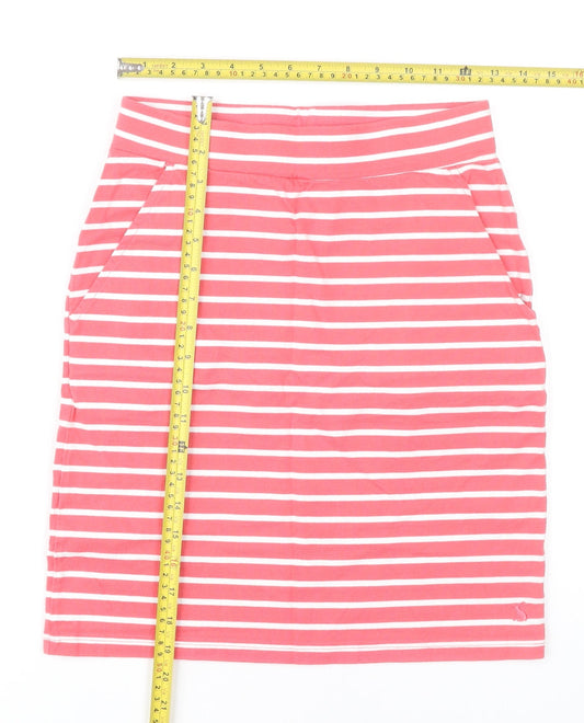 Joules Women’s Pink Striped Cotton Pencil Skirt UK 8 Casual