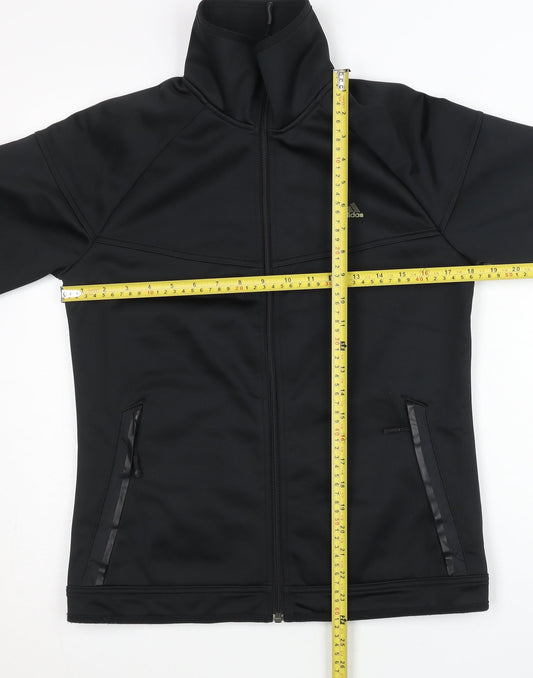Adidas Womens Black Size 10 Slim Fit Track Jacket Full Zip