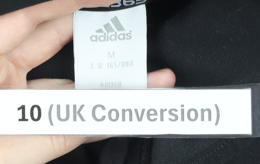 Adidas Womens Black Size 10 Slim Fit Track Jacket Full Zip