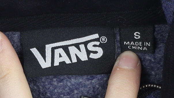 Vans Men’s Blue Full Zip Hoodie Size S Stripe Pattern Cotton Blend