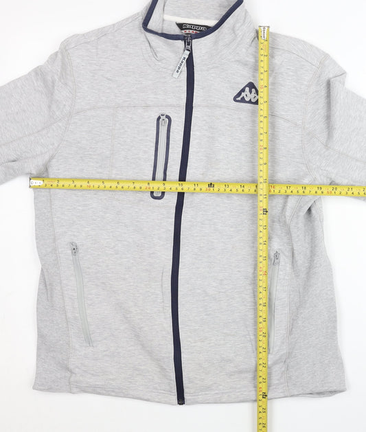 Kappa Men's Grey L Track Jacket Full Zip Lightweight Cotton Blend