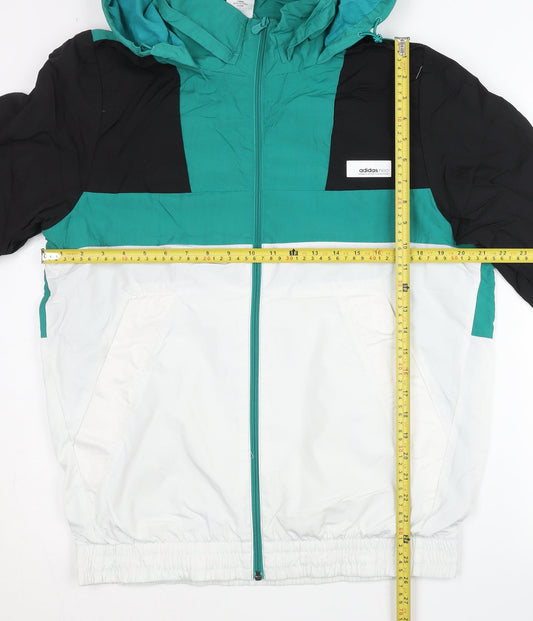 Adidas Neo Men’s Green White Black L Windbreaker Jacket