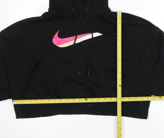 Nike Womens Black Small Pullover Hoodie Sweatshirt Logo Cotton