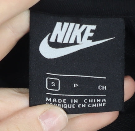 Nike Womens Black Small Pullover Hoodie Sweatshirt Logo Cotton