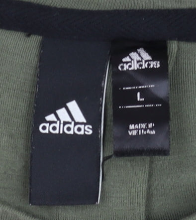 Adidas Women Green L Pullover Short Sleeve Logo Sweatshirt
