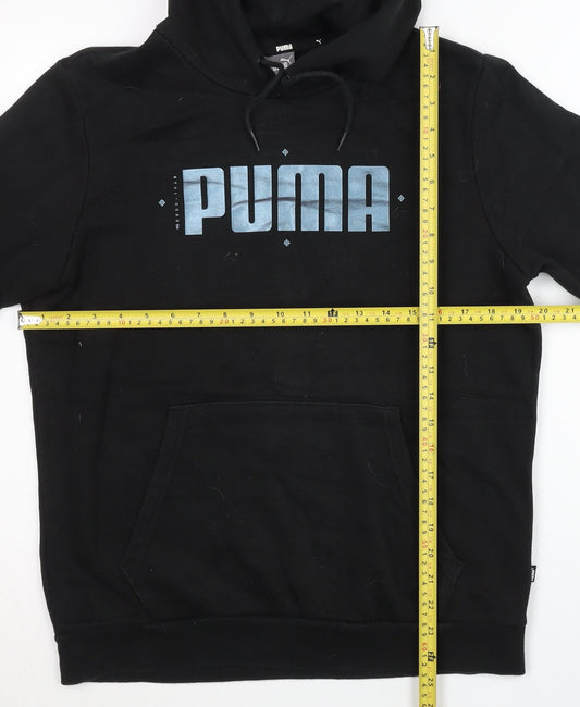 Puma Unisex Black Pullover Hoodie Size S Cotton Blend Sportswear