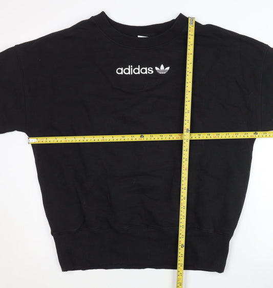Adidas Women Black Sweatshirt Size 10 Pullover Crew Neck Logo
